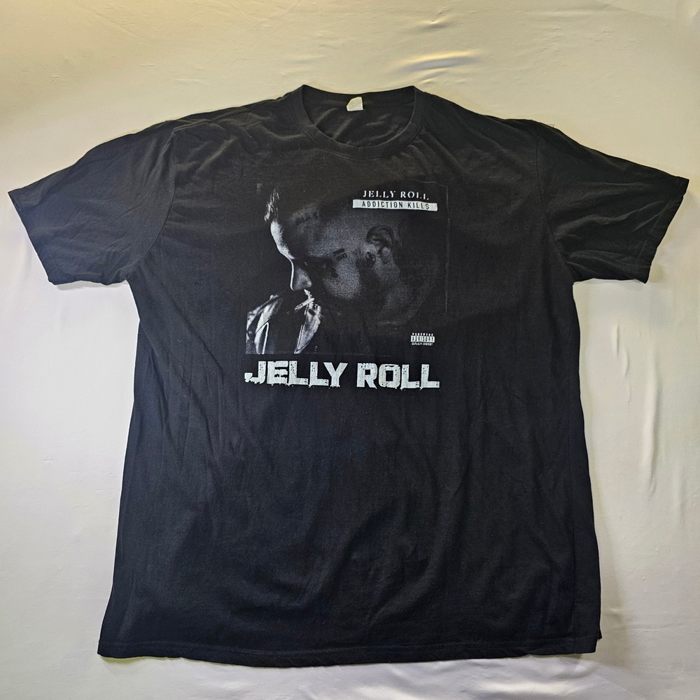 Jelly Roll Addiction Kills Graphic T-Shirt Mens 4XL Black Cotton Short Sleeve